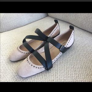 Valentino V Punk Blush Studded Suede Ballet Flats